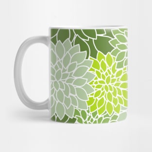 Dahlia Flowers, Pattern Of Flowers, Green Dahlia Mug